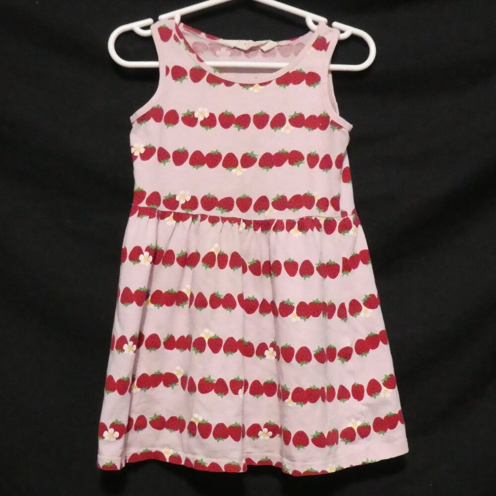 H&M | 2-4 years | Sleeveless Pink Summer Dress With Allover Strawberry Print
